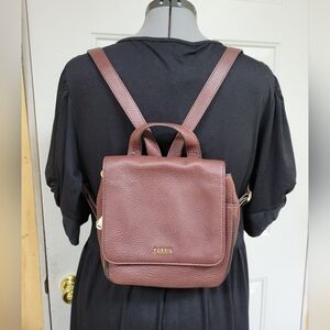 Fossil Brown Leather Backpack